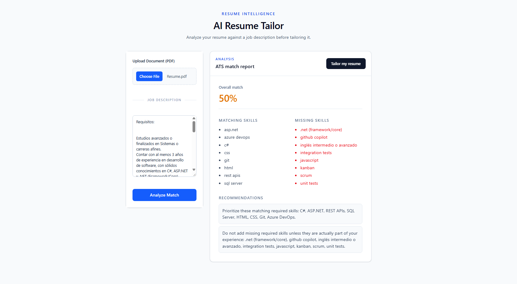 Resume Tailor preview